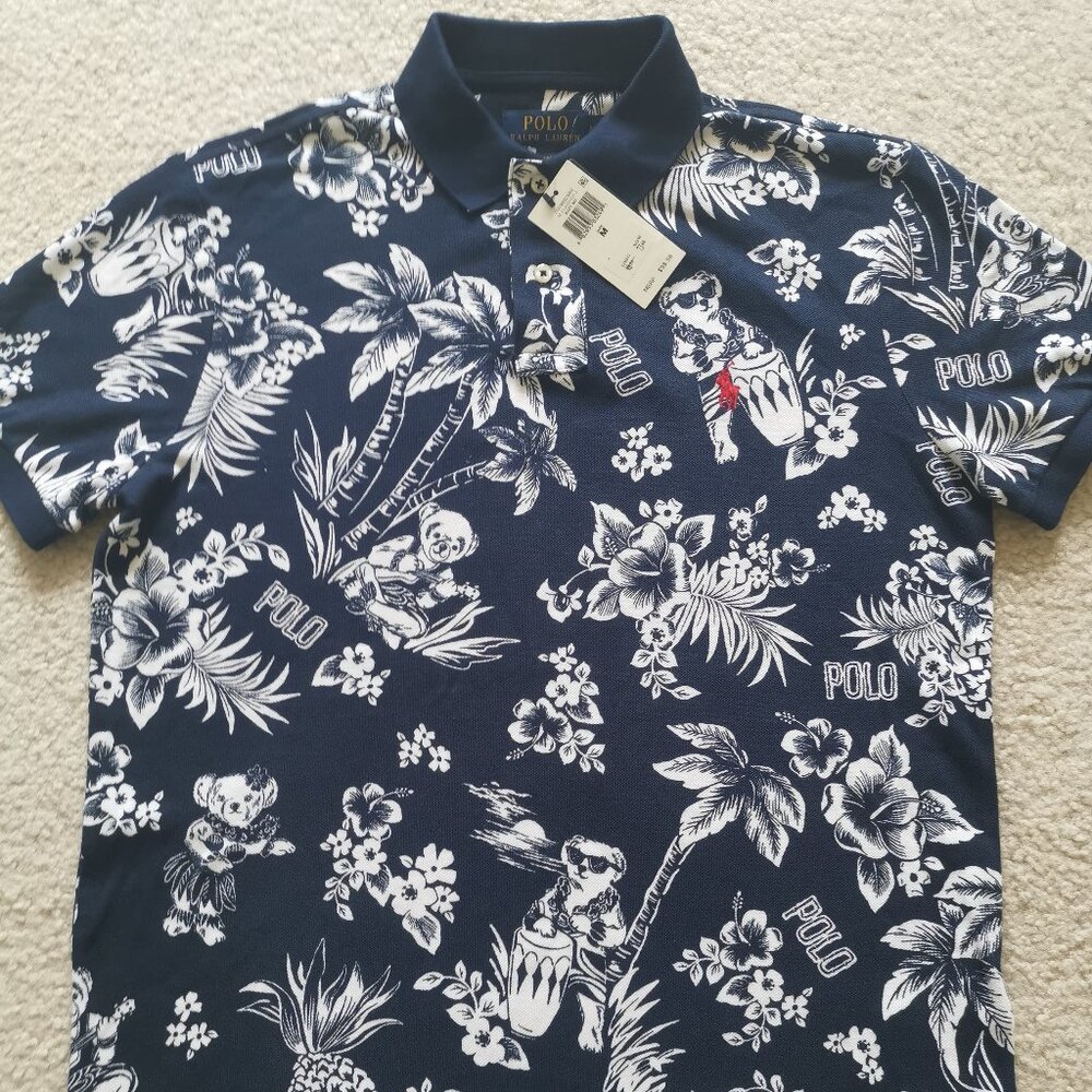 Polo Ralph Lauren Custom Slim Fit Tropical Polo Bear Shirt -- Size M -- NWT!